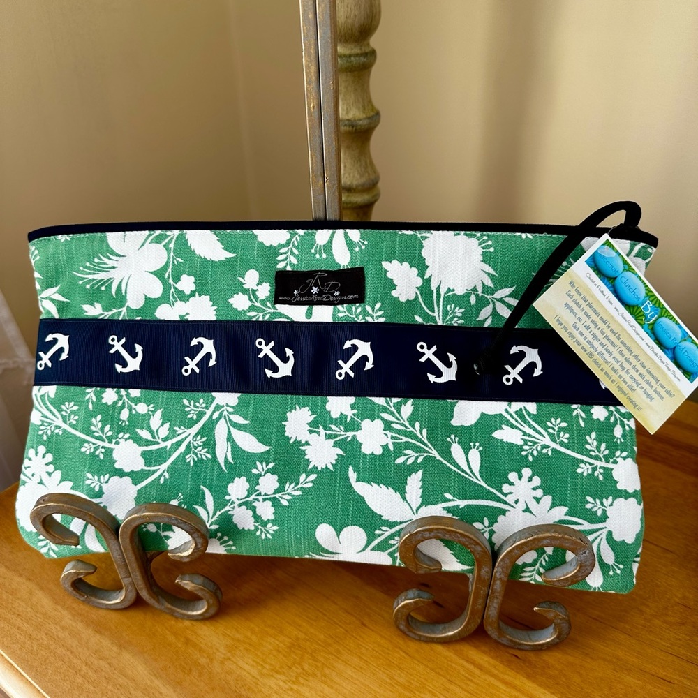 Floral and Anchor Patterned Clutch